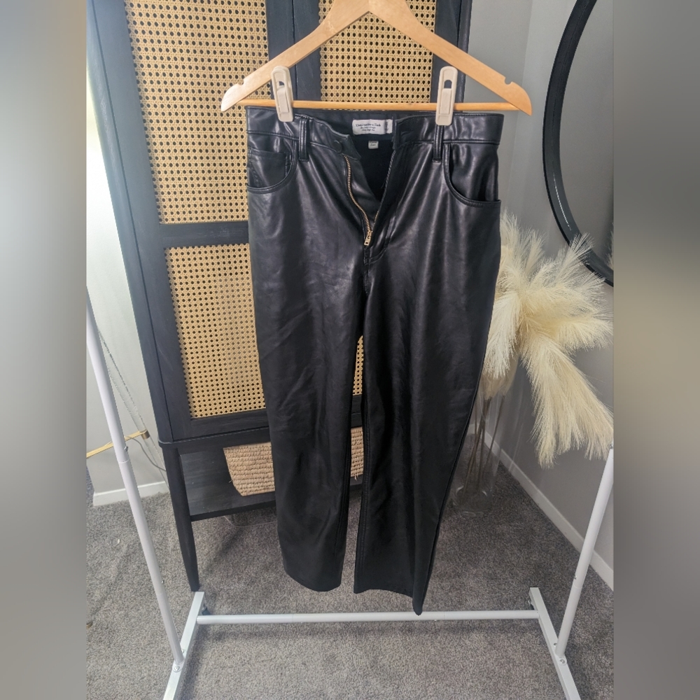 Abercrombie Leather Ankle Straight Ultra High Rise Pants, Curve Love